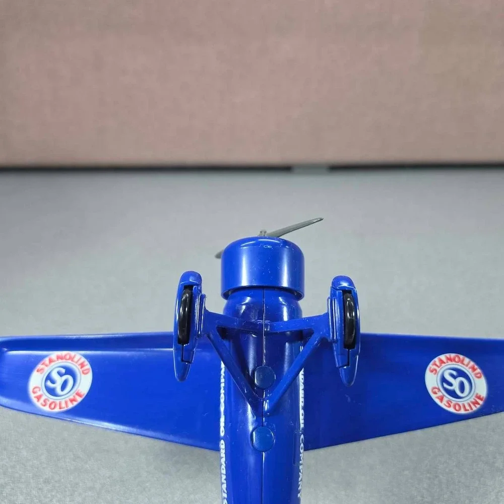 Standard Oil Diecast Airplane Stanolind Gasoline A-02 Blue White Excellent